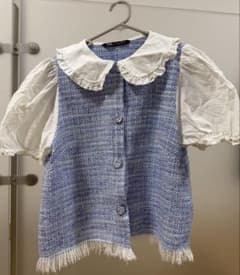 ZARA ツイード風 パフスリーブ ブラウスのサムネイル