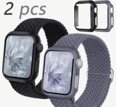 Apple Watch用 伸縮性編み込みバンド＆保護ケース 2セットのサムネイル