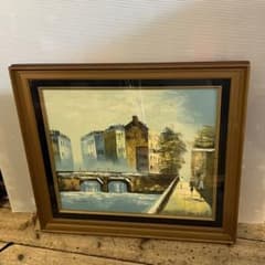 印象派 岸田悦雄【冬の田舎町】肉筆油彩画 | Shop at Mercari from