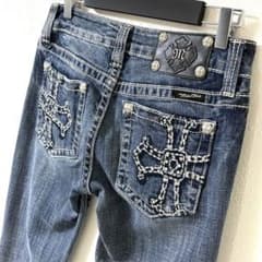 Miss Meミスミー極低ローライズブーツカットデニムY2Kスタッズクロス28