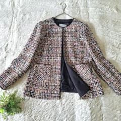 Leilianレリアン 近年モデル ミックスツイードノーカラージャケット