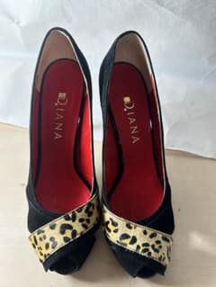 DIANA ダイアナ レオパード柄 オープントゥ パンプス24cm #52のサムネイル