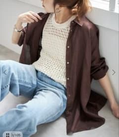 新品・未使用】スピック＆スパン 80リネンカシュクール ビッグシャツ
