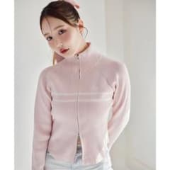 ナイスクラップ　NICE CLAUP ハーフジップリブニット セーター　ピンクのサムネイル