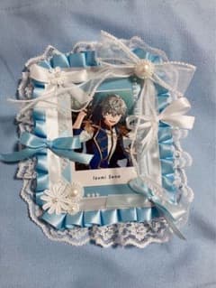 硬質カードケース デコ ハンドメイド 青 白 フリル レース リボンのサムネイル