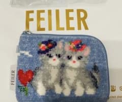 [레어 흰 고양이] FEILER 몬티샤 L 자 미니 파우치 라이트 블루