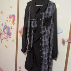 ブラック チェック ロングシャツ