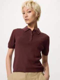 UNIQLO ポロセーター 半袖 ボルドー S