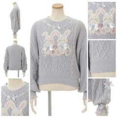 LIZLISA Twin Bunniesニットトップス ブルーのサムネイル