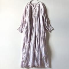 ヌキテパ　2024年モデル　フラワー箔マキシ丈ワンピース　Lilac　Sサイズ ヌキテパ 2024年モデル フラワー箔マキシ丈ワンピース Lilac Sサイズ