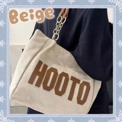 ロゴ入り　トートバッグ　大きめ　韓国　ベージュのサムネイル