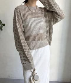 【新品タグ付き】doudou ショート丈ラメメッシュプルオーバーのサムネイル