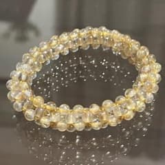 天然石 金ルチル 編み込みブレスレット 約8mm 内径約6cmのサムネイル
