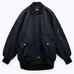 ZARA ボンバージャケット MA-1 ネイビー オーバーサイズ - メルカリ