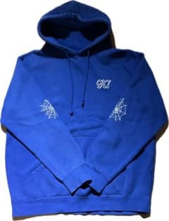 917 パーカー ブルー クモの巣柄　supreme 917 パーカー ブルー クモの巣柄 supreme - メルカリ