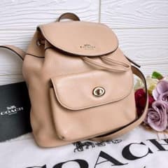極美品☆COACHコーチ リュック バックパック 本革レザー ベージュ
