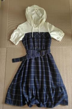 axes femme フード付き チェック柄 半袖ワンピースのサムネイル