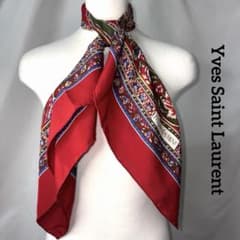 Yves Saint Laurent 大判 シルク スカーフ 総柄 88×83 - メルカリ