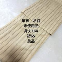 単衣 お召 裄65 縞 浅黄色 正絹 美品 ひとえ【H1 - メルカリ