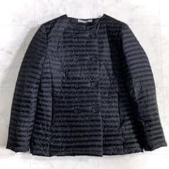 セオリーリュクス ノーカラー　ショートダウンジャケット　38 美品 セオリーリュクス ノーカラー ダブル ライトダウン ブラック 38
