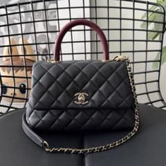 シャネル ココハンドル 24 XS キャビアスキン ブラック リザードハンドル シャネル ココハンドル24 XS キャビアスキン×リザード 2WAY