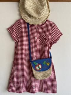 チェックワンピースとポシェットセット（かあちゃん様専用）のサムネイル