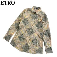 極美品☆ETRO 長袖シャツ ペイズリー柄 パッチワークプリントITA40M 