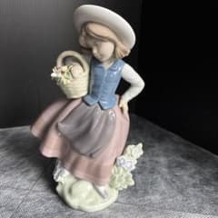 リヤドロ 少女像 陶器 置物 花かご - メルカリ
