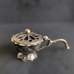 未使用訳あり品】蓮の花手付き香炉 置物 リラクゼーション