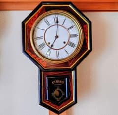 〈完動・美品〉名古屋時計製造　十寸金筋玉縁八角ゼンマイ振り子時計 古時計 完動・美品〉名古屋時計製造 十寸金筋玉縁八角ゼンマイ振り子時計 古