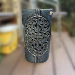 昭和レトロ 信楽焼 大型 陶器製 楕円形 焼き物 傘立て ブルー網目陶器製傘立て 昭和レトロ 信楽焼 大型 陶器製 楕円形 焼き物 傘立て ブルー網目陶器