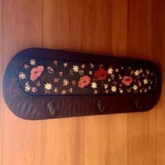 昭和レトロ 木製 ウォールフレーム 花刺繍 フック付き ヴィンテージ 