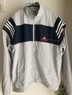 【希少】adidas ストライプジャケット ジャージ グレー/ネイビーのサムネイル