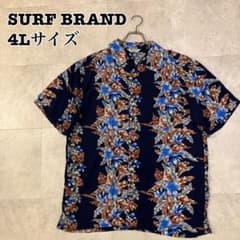 ✨高級素材✨4L レーヨン100% アロハシャツ ハワイアンサーフブランド 紺のサムネイル