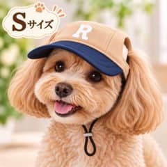 犬用キャップ Sサイズ 小型犬 帽子 あご紐付き 日差し対策 お散歩　愛犬のサムネイル