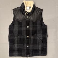 Ron Herman ロンハーマン チェックダウンベスト 赤黒 S Ron Herman ロンハーマン チェックダウンベスト 赤黒 S メンズ