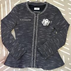 ノーカラージャケット　フォーマル　卒業式　入学式　黒ツイード　セレモニー