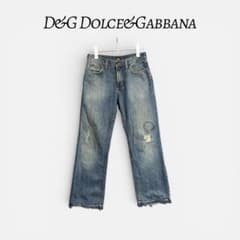 希少】D&G アーカイブ 落書きデニム Y2K グランジ 膝ダメージ 稲妻 