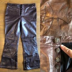 A&G フレアニー レザーパンツ シルバー クロムハーツ ガボール BUCO 