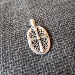 シルバー925純銀オーバルクロスペンダントクロムハーツ系CHROMEHEARTS
