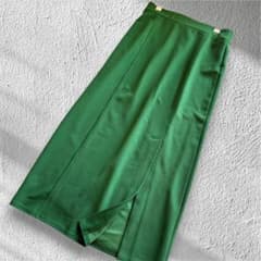 ロングスカート グリーン スリット入り Lサイズのサムネイル