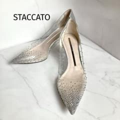 スタッカート クリアパンプス ラインストーン シルバー ポインテッド
