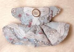 【訳あり品】ちびぐるみ ぬい服 ワンピース 水色花柄ワンピースのサムネイル