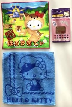 奈良ご当地ハローキティ他　ミニタオル2枚＆ケイタイミラーセット
