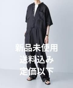 新品未使用 かぐれ リネンハーフスリーブオールインワン BLACK - メルカリ