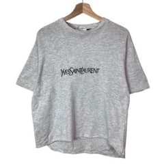 YSL イヴサンローラン レディース半袖Tシャツ 刺繍ロゴ グレー M