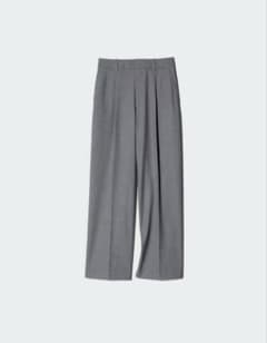 【美品】ユニクロ タックワイドパンツ Sサイズ グレーのサムネイル