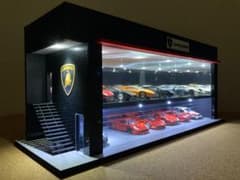 ミニカー用ジオラマ：1/64 ショールーム＆ガレージⅢ（光沢カーボン