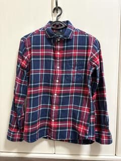 33Degrees フランネルシャツ チェックシャツ 長袖 ネイビー/レッドのサムネイル