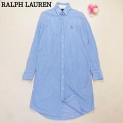 【極美品♡】ローレンラルフローレン　カシュクールストライプヘムラインワンピース 極美品RALPH LAUREN ラルフローレン シャツワンピース ストライプ
